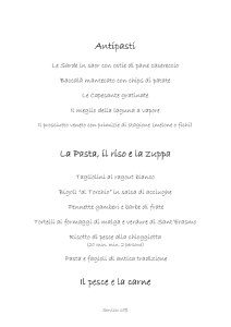 Antipasti Antipasti La Pasta, il riso e la zuppa