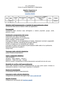 Algebra Superiore - Università degli Studi dell`Insubria