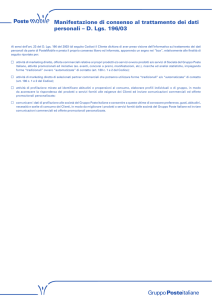 Manifestazione di consenso al trattamento dei dati