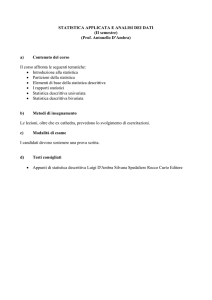 STATISTICA APPLICATA E ANALISI DEI DATI