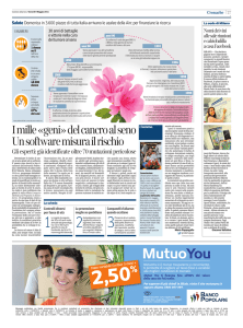 I mille «geni» del cancro al seno Un software misura il rischio