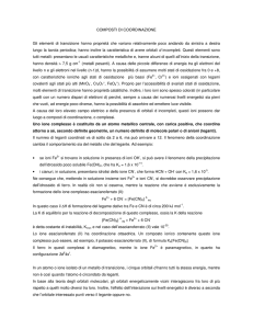 COMPOSTI DI COORDINAZIONE Gli elementi di transizione hanno