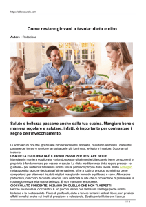 Come restare giovani a tavola: dieta e cibo