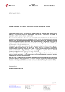 Procedura per il rilascio della cartella clinica di un