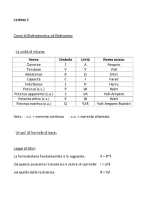 Lezione 1 Cenni di Elettrotecnica ed Elettronica