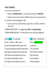 PAST SIMPLE Si usa per parlare di: • Azioni CONCLUSE in un