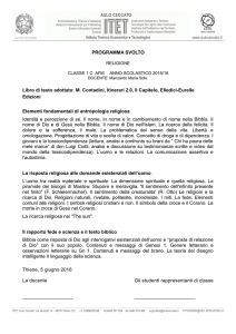 PROGRAMMA SVOLTO Libro di testo adottato: M