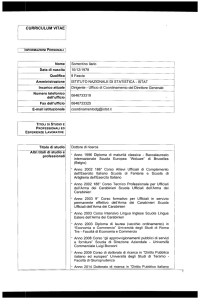 CURRICULUM VITAE INFORMAZIONI PERSONALI Nome