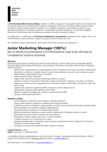 Junior Marketing Manager (100%) - Università della Svizzera italiana