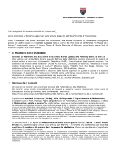 • Il Mestiere dello Statistico • Genova dà i numeri