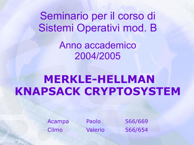 Different Types Of Knapsack Cryptosystem