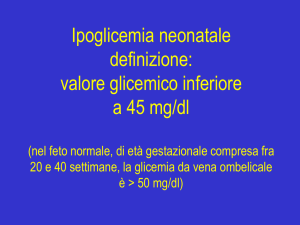 Ipoglicemia neonatale definizione