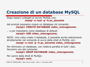 SQL: definizione (DDL) e manipolazione