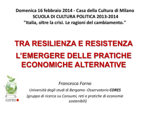 Tra resilienza e resistenza. L`emergere delle pratiche economiche