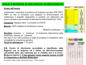 ANALISI DI MUTAZIONE dei GENI ASSOCIATI AD