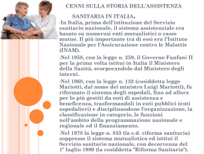 Cenni sulla storia dell`assistenza sanitaria in italia.