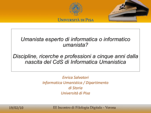 Umanista esperto di informatica o informatico umanista? Discipline
