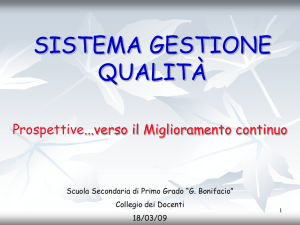 SISTEMA GESTIONE QUALITÀ: Prospettive verso un miglioramento