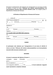Domanda di partecipazione - Dipartimento di Scienze del Farmaco