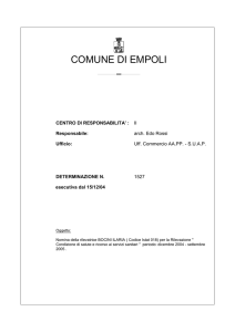 CENTRO DI RESPONSABILITA` : II Responsabile: arch. Edo Rossi