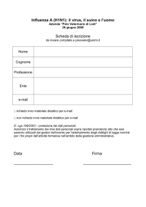 modulo iscrizione convegno Influenza A (H1N1): il virus, il suino e l