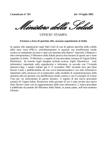 Scarica il comunicato - Ministero della Salute