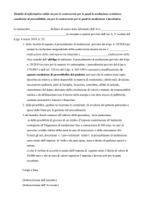Modello informativa al cliente, da allegare all`atto introduttivo del