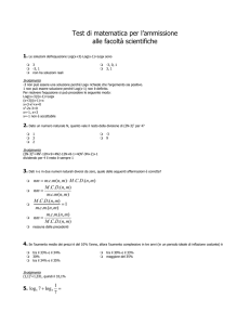Test di matematica per l`ammissione alle facoltà scientifiche 1. Le