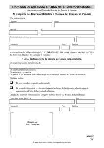 Al Direttore del Settore Statistica del Comune di Venezia