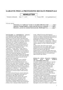 Newsletter n. 161 - 3-9 marzo 2003