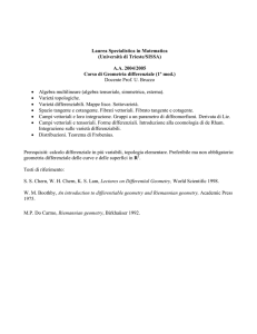 Geometria Differenziale 1 - Dipartimento di Matematica e Informatica