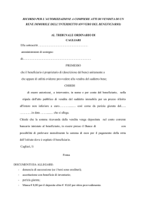 ricorso per l`autorizzazione a compiere atti di vendita di un bene