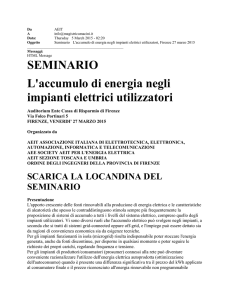 SEMINARIO L`accumulo di energia negli impianti elettrici utilizzatori