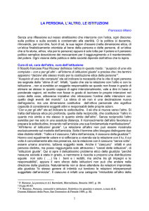 La persona, l`altro, le istituzioni