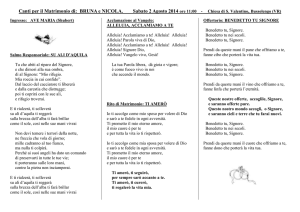 Canti per il Matrimonio di: BRUNA e NICOLA. Sabato 2 Agosto 2014