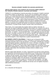 Saranno schedati i bambini che useranno psicofarmaci