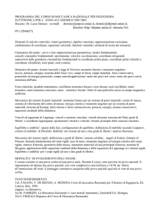 PROGRAMMA DEL CORSO DI MECCANICA RAZIONALE PER