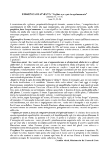 I DOMENICA DI AVVENTO: “Vegliate e pregate in