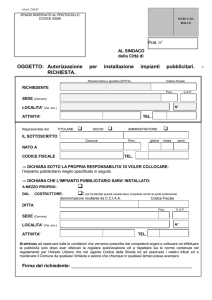 Autorizzazione per installazione impianti pubblicitari.