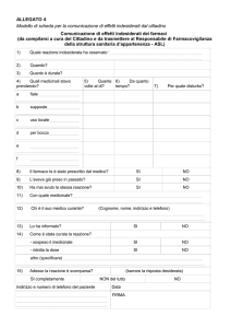 Modello di scheda per la comunicazione di