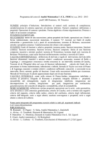 Programma del corso di Analisi Matematica I (C