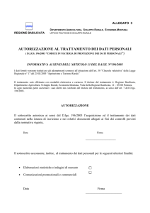 Autorizzazione al Trattamento dei Dati Personali