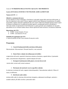 Corso di NUTRIZIONE DELLE PIANTE E QUALITA` DEI PRODOTTI
