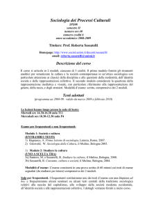 Titolare: Prof. Roberta Sassatelli