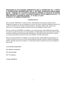 PROCEDURA DI VALUTAZIONE COMPARATIVA PER LA