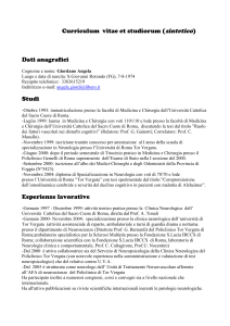 Curriculum vitae et studiorum (sintetico)