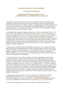 LETTERA APOSTOLICA "MOTU PROPRIO"