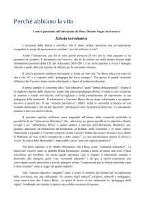 Perché abbiano la vita Lettera pastorale sull`educazione di Mons