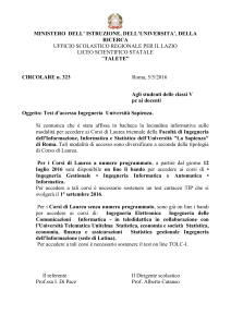 C323 Sapienza Ingegneria test accesso