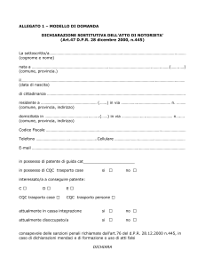 Modello di domanda da compilare e consegnare per partecipare